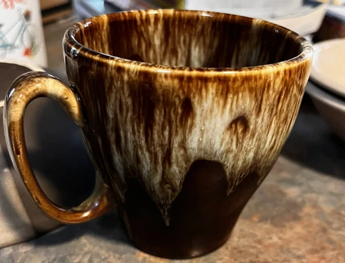 Vintage 1960’s Cannonsburg Brown Drip Glaze Coffee Tea Mug Cup USA