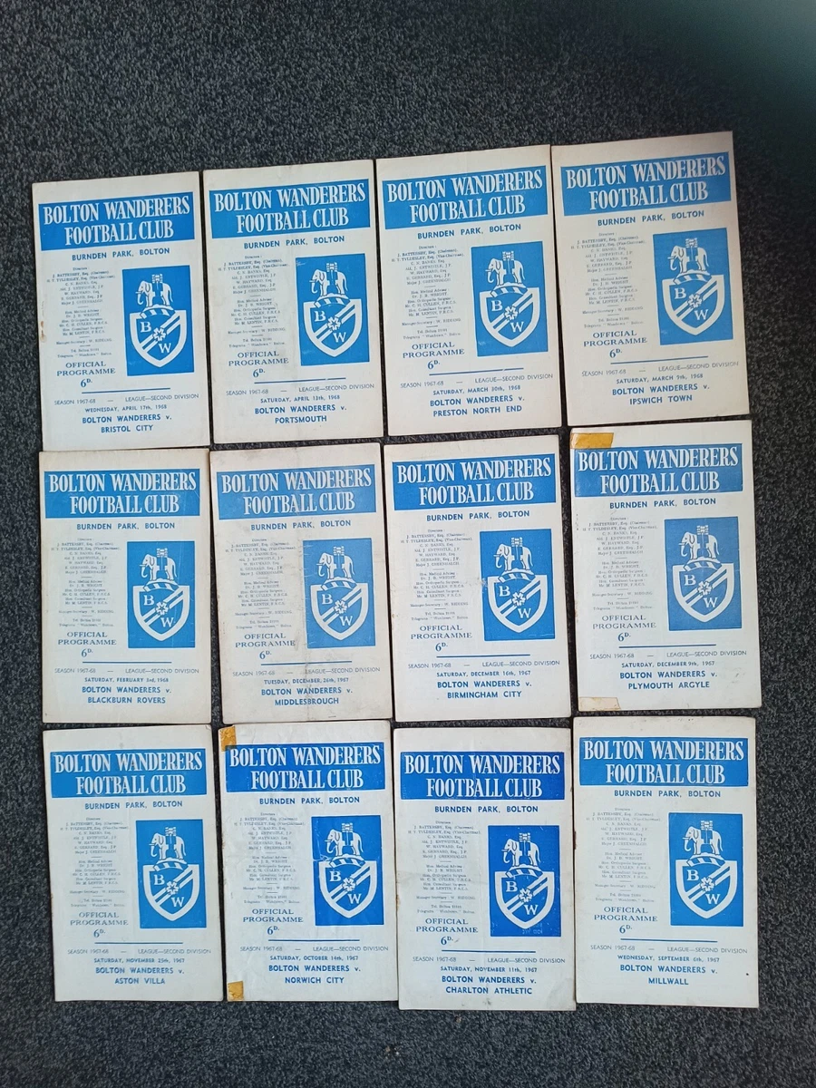 18 Bolton Wanderers h+a programmes v QPR, Cardiff, Arsenal