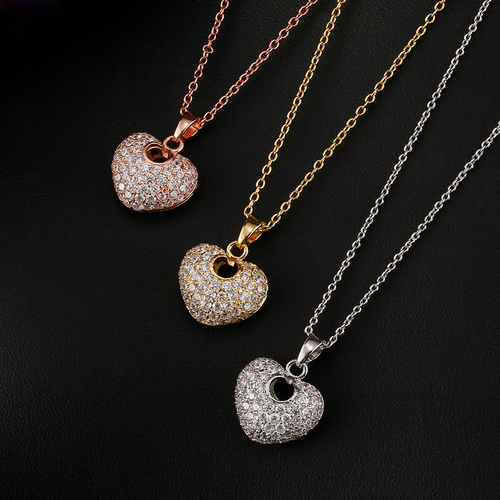 Crystal Micro Pave Heart Pendant 