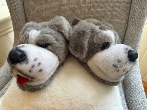 Husky Dog plush Happy Feet slippers kids