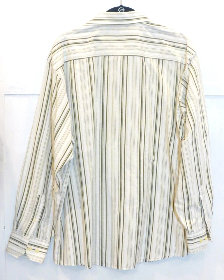 Camisa de vestir Eighty Eight para hombre XL blanca con rayas verdes con botones manga larga Foto 3 de 4