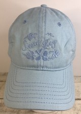 Siesta Key FL Hat with Flowery Pattern Embroidered Light Blue Strap Back OSFM