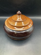 Vintage Hand Turned Wooden Trinket Bowl With Lid 1970s Signed