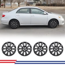 16" Set of 4 Matte Black Hubcaps Wheel Rims Cover For 2009-2024 Toyota Corolla