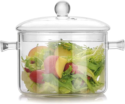 Glass Saucepan with Cover,1.7L/60Oz Heat-Resistant Glass Stovetop Pot and Pan wi