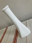 Vintage 50's MCM White Milk Glass 8.75" bud vase Twisted Swirl Rectangle