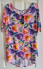 Agnes  Dora Hi-Lo Tunic Tee Top Floral Flowers Size S NWT