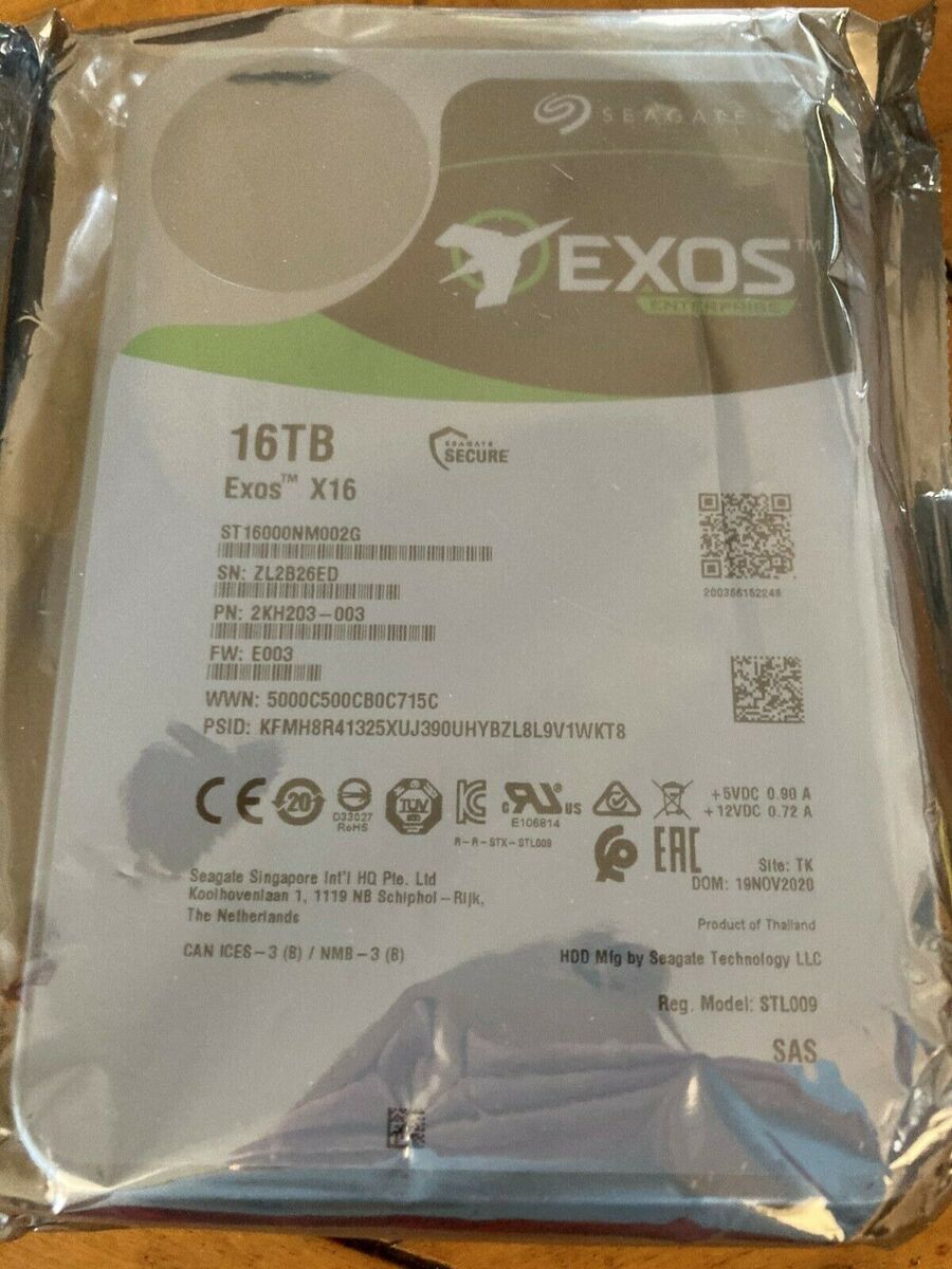 ST16000NM002G Seagate 16TB Exos X16 512e 3.5 SAS12Gbs ST16000NM002G Seagate 16TB Exos X16 512e 3.5 SAS12Gbs