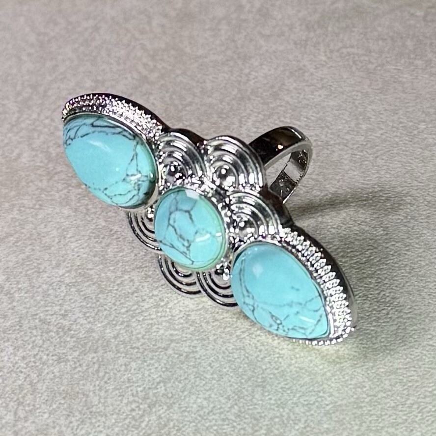 Pristine Large Native American Turquoise 925 Ster… - image 1