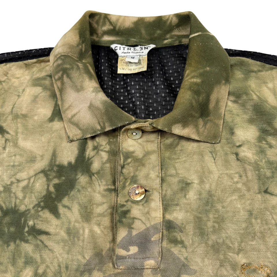 Camisa Polo De Colección Citron Santa Monica Para Hombres M Tie Dye Malla Espalda Logo Camuflaje Dragón Foto 4 de 4