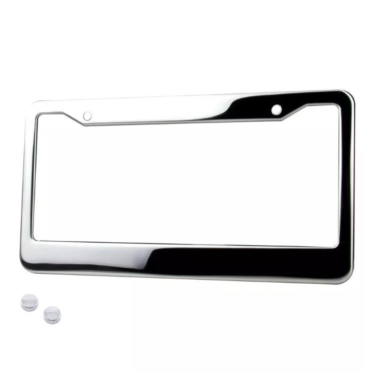 2PCS Chrome Stainless Steel Metal License Plate Frame Tag Cover - Shop