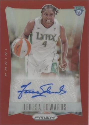 2024 Panini Prizm WNBA Throwback Signatures Red /99 Teresa Edwards Auto PSA 10