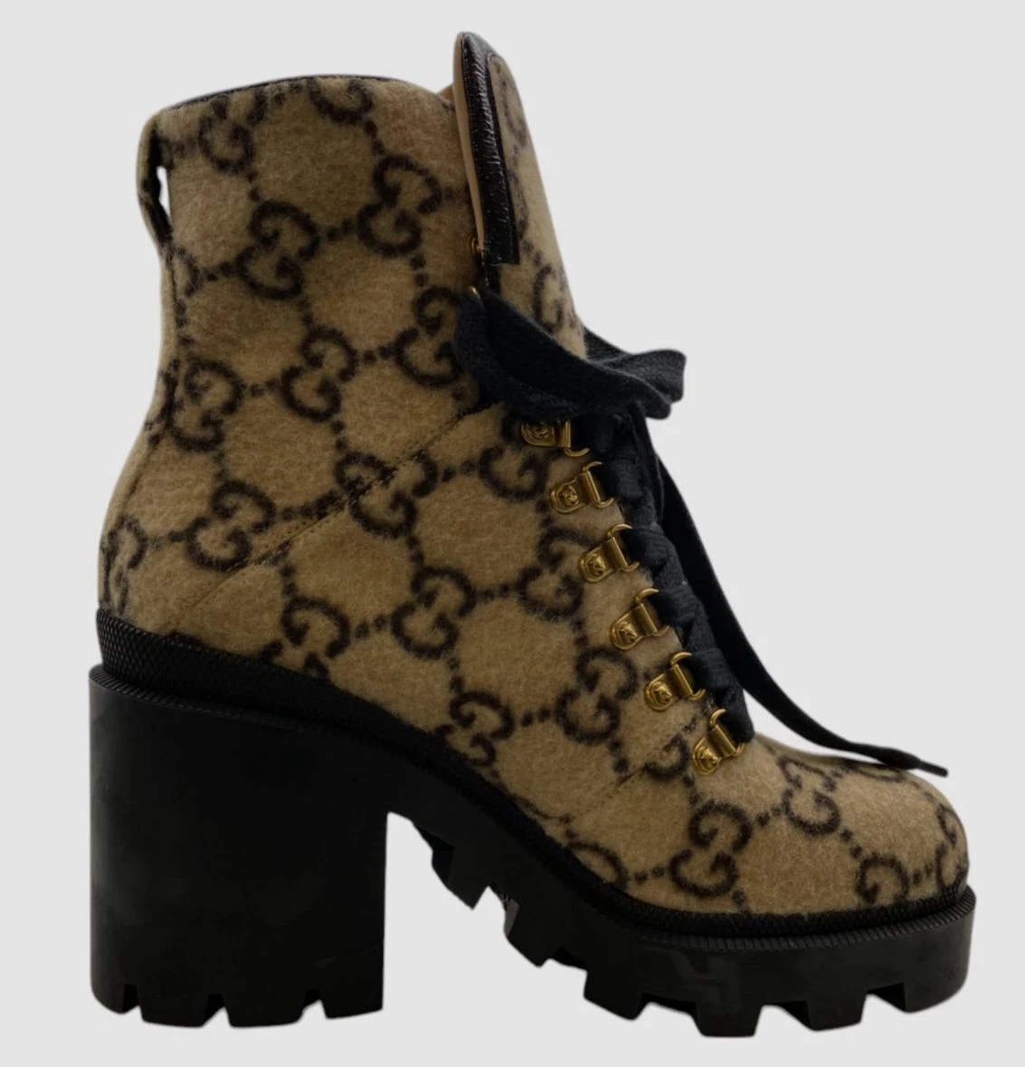 Bottes Gucci femme beige laine GG monogramme simple gauche pointure 40,5