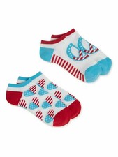 Peace Sign Patriotic No-Show Socks 2 Pairs Shoe Size 4-10 Sock Size 9-11 NEW
