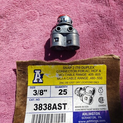 (QTY: 1) Arlington Industries Snap-2-It Duplex Connector HCF & MCI 3/8 ...