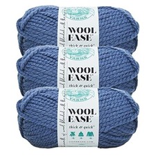  3 Pack Lion Brand Yarn 640-114B Wool-Ease Thick  Quick Bulky Yarn, Denim