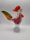 Murano Style Hand Blown Glass Rooster 10" Tall