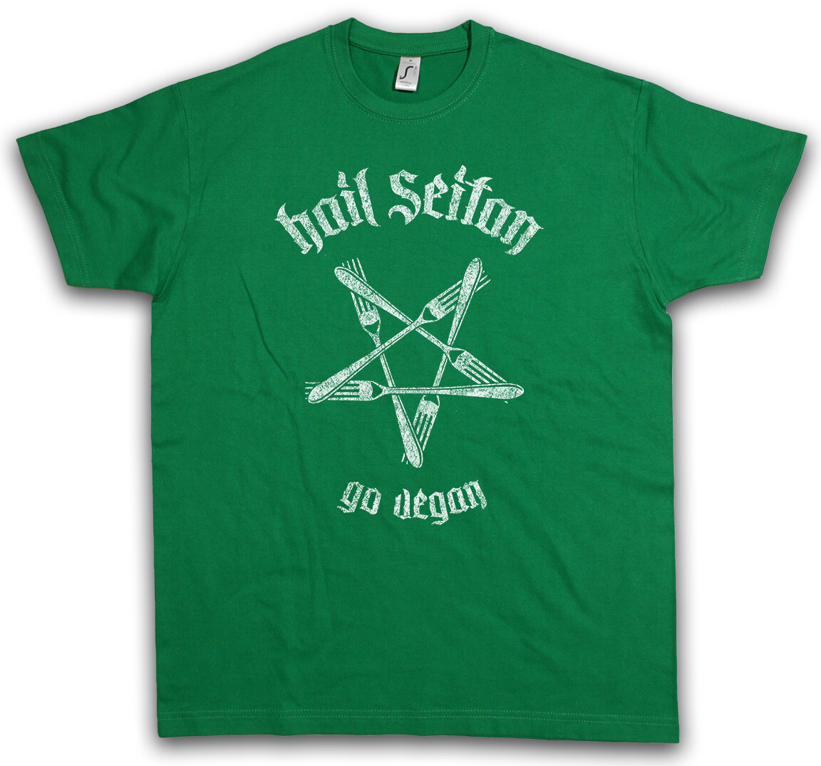 Hail Seitan Women's T-Shirt - Vegan Funny Graphic Tee, Premium Cotton Regular Fit