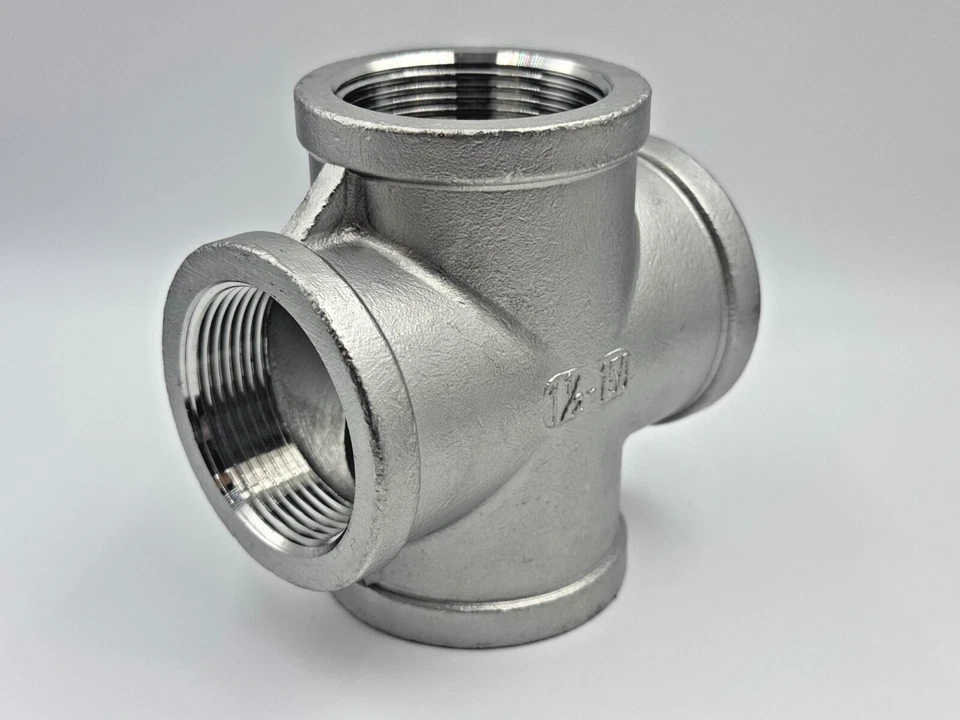 STAINLESS STEEL 4 WAY 11/2" NPT PIPE CROSS UNION  HEAVY DUTY CAST CLASS 150 - Image 3 of 3