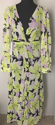 topshop floral cut out dress Topshop Floral Cutout Tiered Long Sleeve Midi Dress