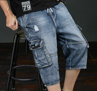 Denim Men's Summer Jeans Cargo Shorts 