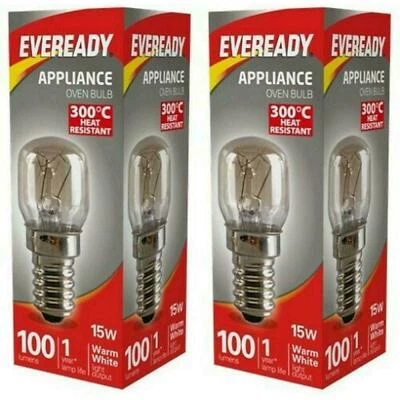 Eveready 300°C Cooker Oven Appliance Lamp Bulb 15W 240V SES Base (E14) Pack of 2