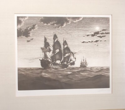 1979 L.J. Pearce ''Prepare to Engage''  Victory at Flamborough Etching Frnk.mint