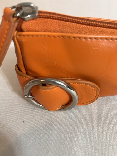 Nordstrom Vintage Orange Leather Clutch, Makeup Bag, Purse Handbag - Picture 6 of 11