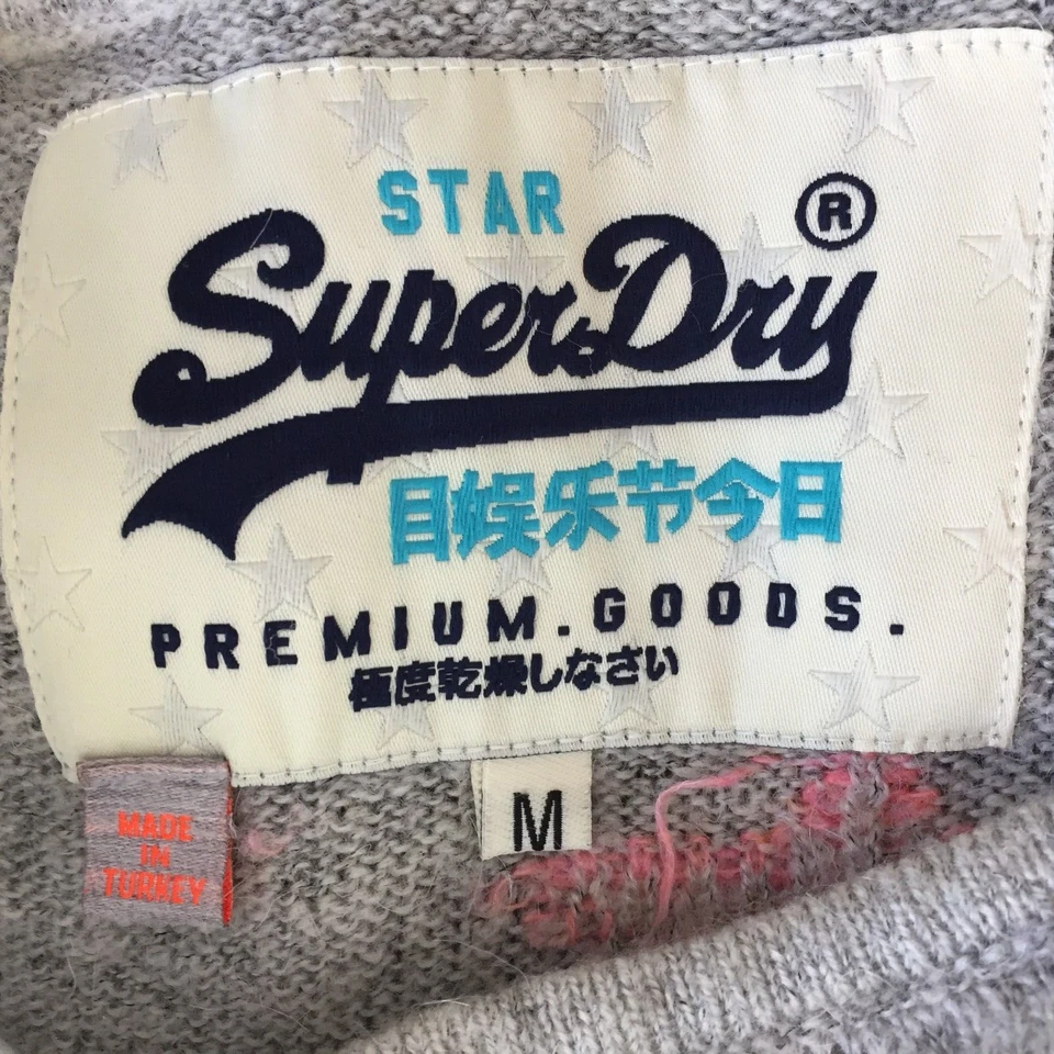 SUPERDRY Womens sz Small/Medium Gray Multi Color Stars Wool Blend Knit Sweater - Image 2 of 4