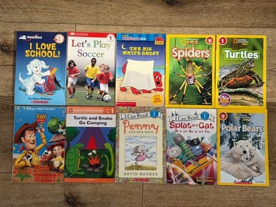 10 Level 1 Early Reader Book Lot I Can Read Splat the Cat Clifford Toy Story Nat