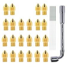 MK8 Nozzles 22 pcs 3D Printer Brass Nozzles 0.2mm, 0.4mm,0.6mm, 0.8mm, 1.0mm CR-