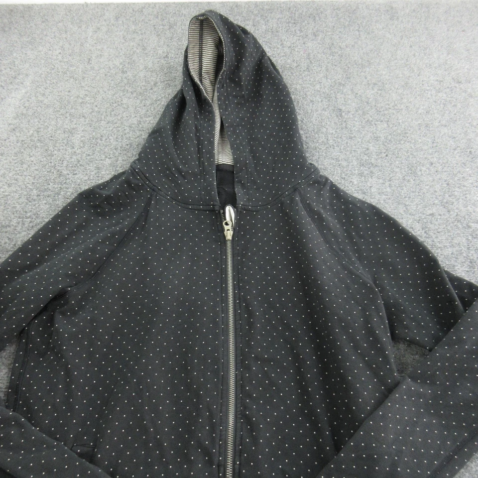 Sudadera con Capucha Lululemon Para Mujer 6 Negra Lunares Cremallera Completa Sudadera Atlética Yoga Foto 2 de 4