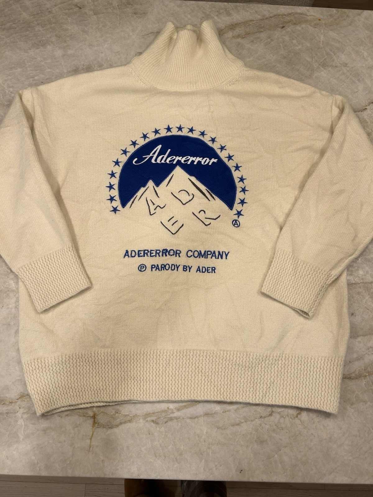 ADER ERROR Graphic Turtleneck Pullover Sweater Cr… - image 1