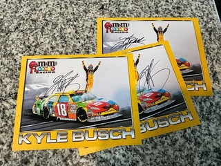 lot of 3 Kyle Busch signed 2010 Nascar postcards