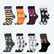    Lot of 8 Halloween Crew Socks   Unisex Size 7  11  H3 Adult