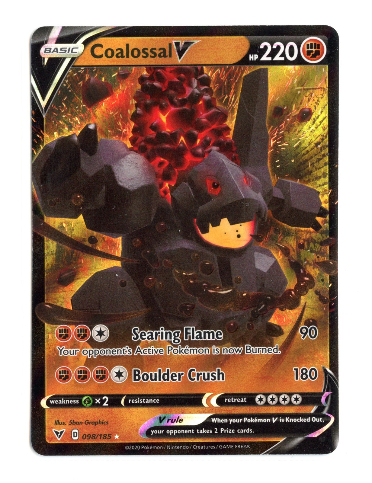 Coalossal V 098/185 Ultra Rare Holo SWSH04: Vivid Voltage Pokemon TCG