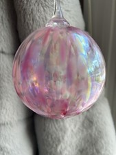 Hand Blown Art Glass Christmas Tree Ball Ornament - Pink