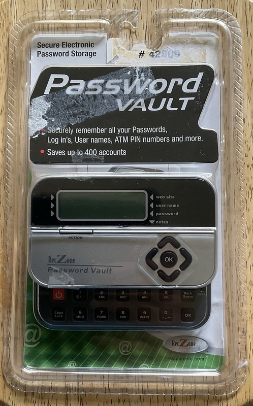 Password Vault By RecZone  Secure Electronic Storage For Passwords & PINs #580