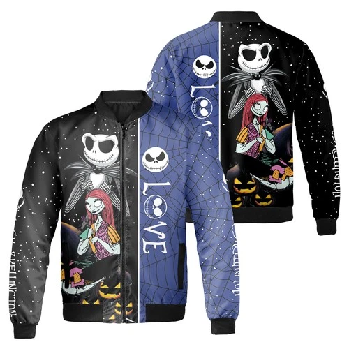 Love Jack Skellington & Sally Nightmare Couple Before Xmas Bomber Jacket video thumbnail