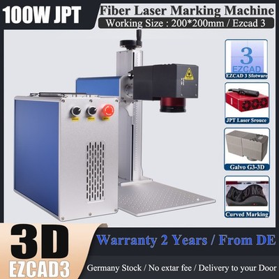 3D 100W JPT MOPA Fiber Laser Marking Machine EZCAD3 Deep/Curved Marking 【AT DE】