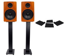 Pair Rockville APM8C 8" 2-Way 500 Watt Powered USB Studio Monitors Stands Pads