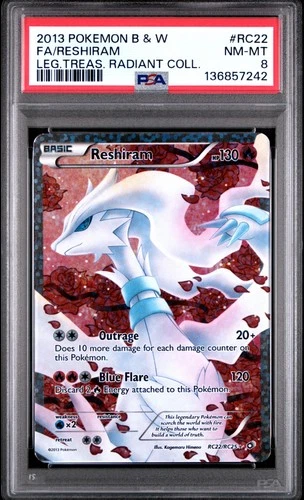 2013 #RC22 FULL ART/RESHIRAM PSA 8