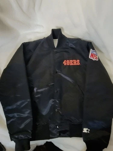 Vintage Starter San Francisco 49ers Satin Bomber Jacket Black Size M - product listing photo