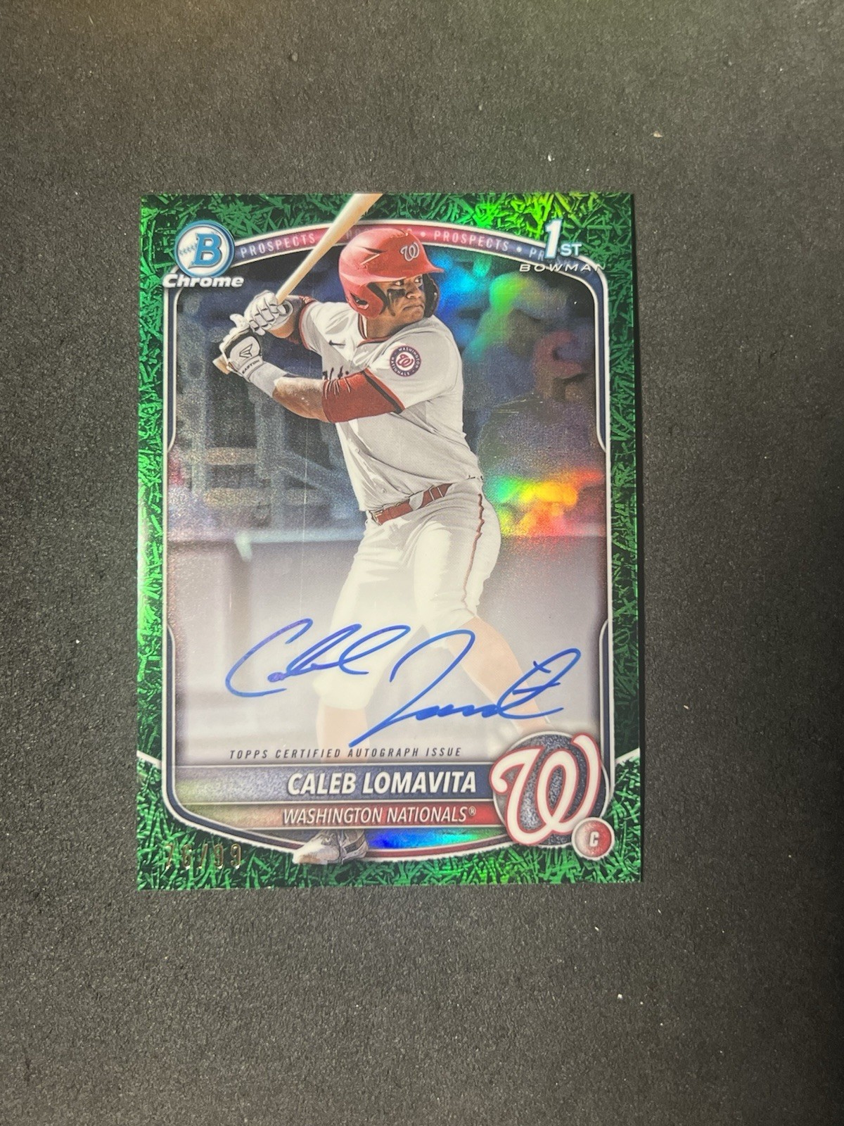 2025 Bowman Caleb Lomavita 1st Bowman Chrome Auto Green Grass Refractor #76/99