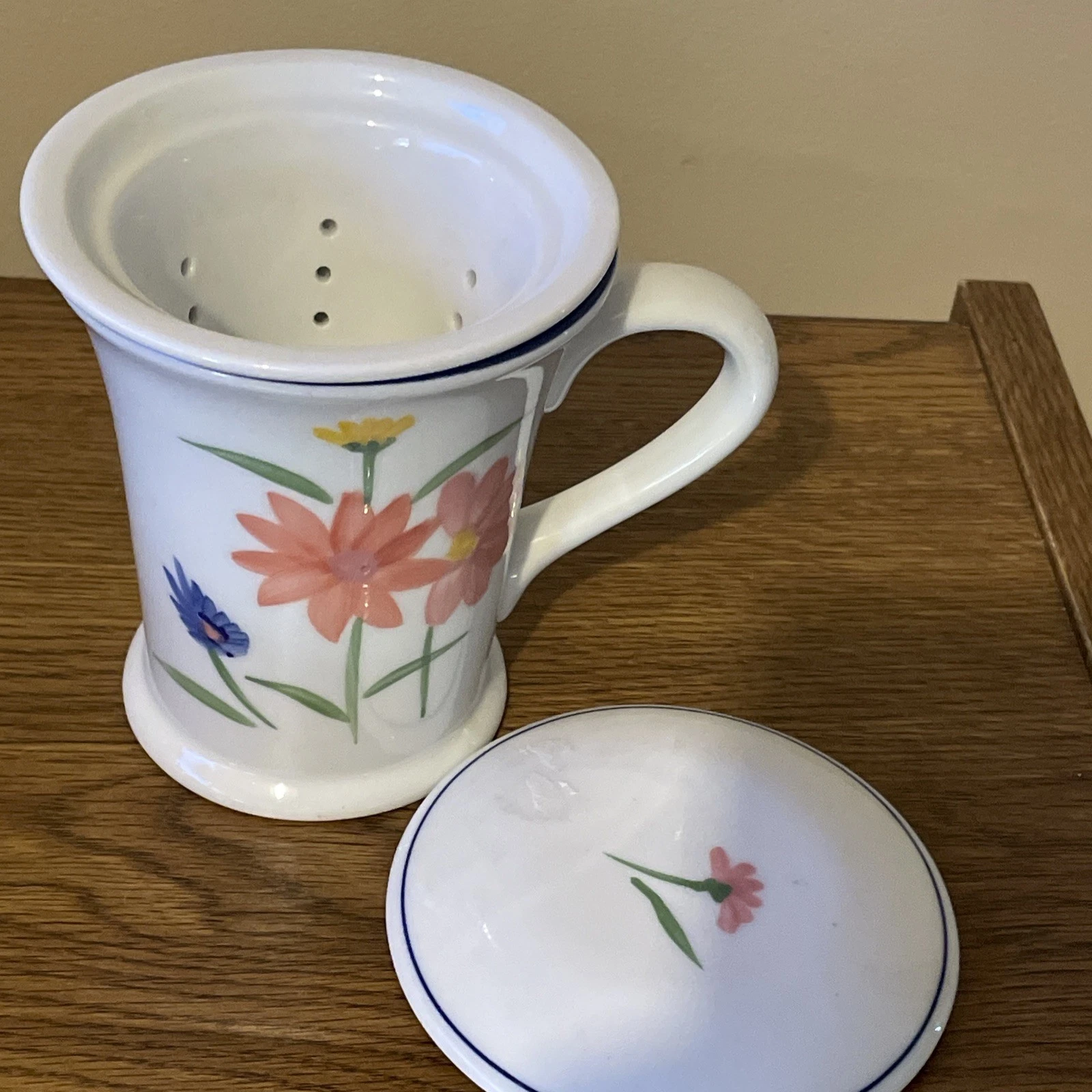 Henriksen Imports Tea Infuser Ceramic Mug Floral