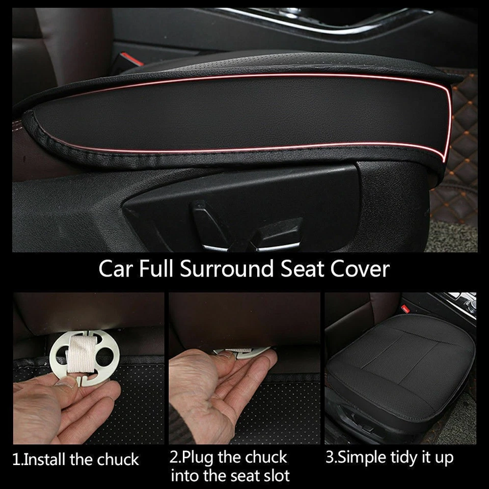 For Mercedes-Benz Car Front Seat Cover PU Leather Full Surround Cushion Pad Mat Foto 3 de 4