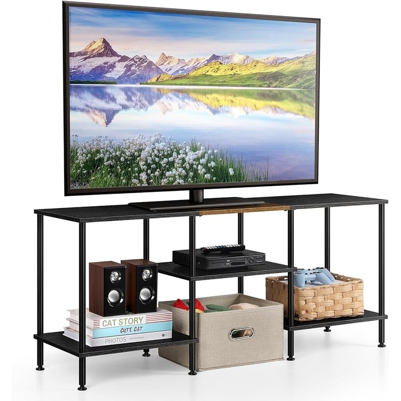 Sturdy TV Stand 50 Inch TV W/ Spacious Storage Open Shelves Adjustable Feet New