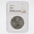 1924 Peace Silver Dollar MS 62 NGC 90% Silver Philadelphia