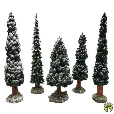 Dept 56 Village Snowy Evergreens Set of 5 Large #52614