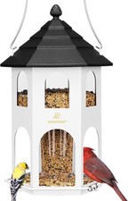Metal Bird Feeder for Outdoor Hanging, Wild Bird Feeders with Circular Perch
